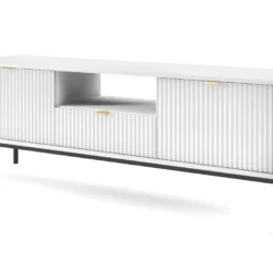 Meuble TV Avec 2 Portes, 1 Tiroir Et 1 Niche - Blanc - LIOUBA De Pascal MORABITO 12 Meuble TV Avec 2 Portes, 1 Tiroir Et 1 Niche - Blanc - LIOUBA De Pascal MORABITO -Pas Cher Mobiliora Magasin meuble tv 12654275