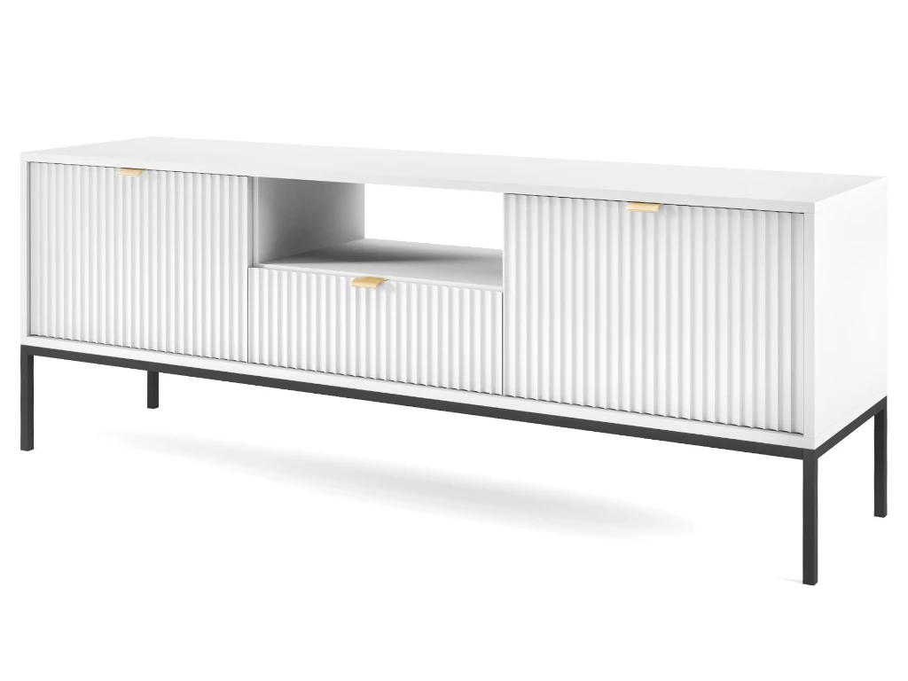 Meuble TV Avec 2 Portes, 1 Tiroir Et 1 Niche - Blanc - LIOUBA De Pascal MORABITO 6 Meuble TV Avec 2 Portes, 1 Tiroir Et 1 Niche - Blanc - LIOUBA De Pascal MORABITO – Image 4