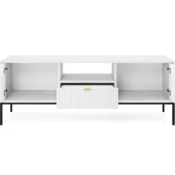 Meuble TV Avec 2 Portes, 1 Tiroir Et 1 Niche - Blanc - LIOUBA De Pascal MORABITO 14 Meuble TV Avec 2 Portes, 1 Tiroir Et 1 Niche - Blanc - LIOUBA De Pascal MORABITO -Pas Cher Mobiliora Magasin meuble tv 12654279