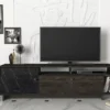 Meuble TV Avec 2 Portes Et 3 Niches - Effet Marbre Noir Et Naturel Foncé - ETALA -Pas Cher Mobiliora Magasin meuble tv 12668919