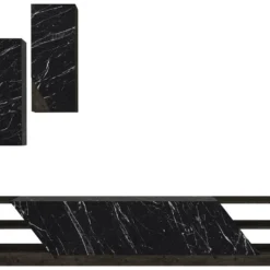 Ensemble TV Avec Rangements - Effet Marbre Noir Et Naturel Foncé - ZALTIA -Pas Cher Mobiliora Magasin meuble tv 12669005