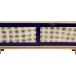 BIA - Meuble TV 140 Cm En Teck Et Portes Placards Cannage