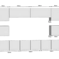 KLARI - Ensemble Meubles TV - Unité Murale Largeur 300 Cm - Mur TV à Suspendre Finition Gloss - Sans LED -Pas Cher Mobiliora Magasin meuble tv 12864707