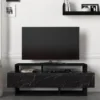 Ensemble TV Avec Rangements - Noir Et Effet Marbre Noir - IBARIA