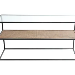 Meuble Tv En Fer Et Verre En Noir 120x40x60 Cm -Pas Cher Mobiliora Magasin meuble tv 12976623