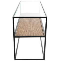Meuble Tv En Fer Et Verre En Noir 120x40x60 Cm -Pas Cher Mobiliora Magasin meuble tv 12976627
