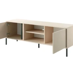 Meuble TV 2 Portes Et 2 Niches Avec LEDs - Beige - ELYNIA 13 Meuble TV 2 Portes Et 2 Niches Avec LEDs - Beige - ELYNIA -Pas Cher Mobiliora Magasin meuble tv 13147461