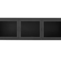 Brisbane - Meuble TV En Verre Et Métal L130cm - Couleur - Noir