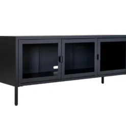 Brisbane - Meuble TV En Verre Et Métal L130cm - Couleur - Noir -Pas Cher Mobiliora Magasin meuble tv 13292445