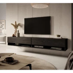 Meuble TV 200 Cm -Frêne Noir - MIRRGO 11 Meuble TV 200 Cm -Frêne Noir - MIRRGO -Pas Cher Mobiliora Magasin meuble tv 13387419