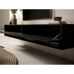 Meuble TV 200 Cm -Frêne Noir - MIRRGO 12 Meuble TV 200 Cm -Frêne Noir - MIRRGO -Pas Cher Mobiliora Magasin meuble tv 13387421