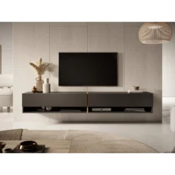 Meuble Tv 200 Cm -graphite Avec Insert Chêne Artisan - MIRRGO