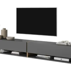 Meuble Tv 200 Cm -graphite Avec Insert Chêne Artisan - MIRRGO 13 Meuble Tv 200 Cm -graphite Avec Insert Chêne Artisan - MIRRGO -Pas Cher Mobiliora Magasin meuble tv 13387439