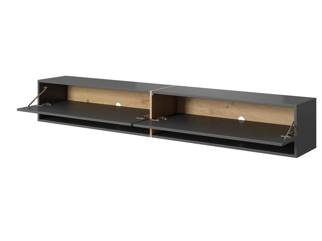 Meuble Tv 200 Cm -graphite Avec Insert Chêne Artisan - MIRRGO 9 Meuble Tv 200 Cm -graphite Avec Insert Chêne Artisan - MIRRGO – Image 7