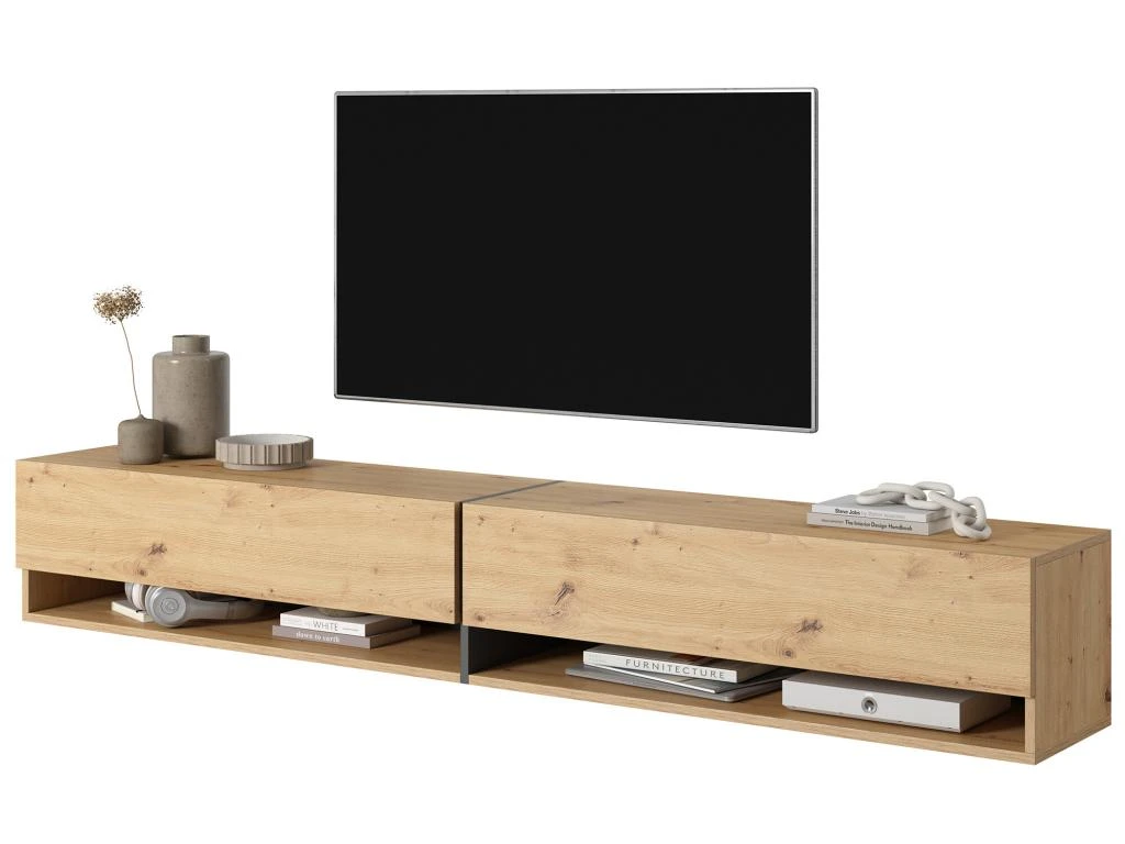 Meuble Tv 200 Cm -chêne Artisan Avec Insert Graphite - MIRRGO 6 Meuble Tv 200 Cm -chêne Artisan Avec Insert Graphite - MIRRGO – Image 4