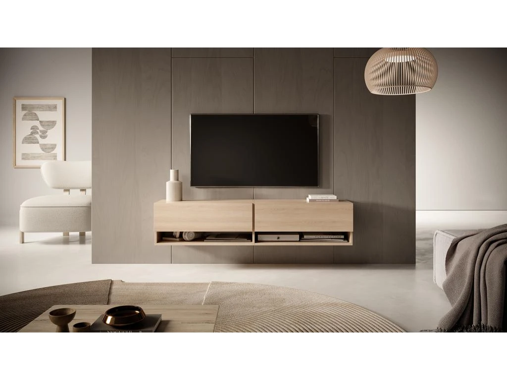 Meuble TV 140 Cm -Chêne Linberg - MIRRGO 3 Meuble TV 140 Cm -Chêne Linberg - MIRRGO