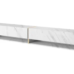 Meuble Tv 200 Cm -marbre Blanc Avec Insert D'or - MIRRGO -Pas Cher Mobiliora Magasin meuble tv 13387505