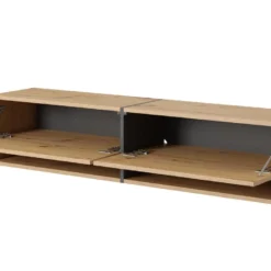 Meuble Tv 140 Cm -chêne Artisan Avec Insert Graphite - MIRRGO -Pas Cher Mobiliora Magasin meuble tv 13387557