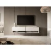 Meuble Tv 140 Cm -blanc Avec Insert Graphite - MIRRGO 2 Meuble Tv 140 Cm -blanc Avec Insert Graphite - MIRRGO -Pas Cher Mobiliora Magasin meuble tv 13387561