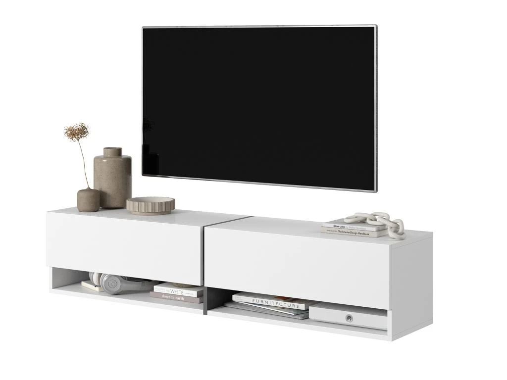 Meuble Tv 140 Cm -blanc Avec Insert Graphite - MIRRGO 6 Meuble Tv 140 Cm -blanc Avec Insert Graphite - MIRRGO – Image 4
