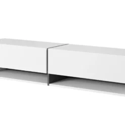 Meuble Tv 140 Cm -blanc Avec Insert Graphite - MIRRGO 14 Meuble Tv 140 Cm -blanc Avec Insert Graphite - MIRRGO -Pas Cher Mobiliora Magasin meuble tv 13387569