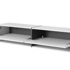 Meuble Tv 140 Cm -blanc Avec Insert Graphite - MIRRGO 16 Meuble Tv 140 Cm -blanc Avec Insert Graphite - MIRRGO -Pas Cher Mobiliora Magasin meuble tv 13387573