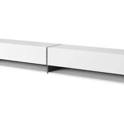 Meuble Tv 200 Cm -blanc Avec Insert Graphite - MIRRGO -Pas Cher Mobiliora Magasin meuble tv 13387587