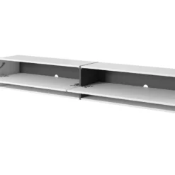 Meuble Tv 200 Cm -blanc Avec Insert Graphite - MIRRGO -Pas Cher Mobiliora Magasin meuble tv 13387589