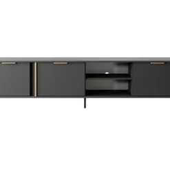 Meuble TV Avec 3 Portes Et 2 Niches - Anthracite Et Doré - PAVELI 10 Meuble TV Avec 3 Portes Et 2 Niches - Anthracite Et Doré - PAVELI -Pas Cher Mobiliora Magasin meuble tv 13388155