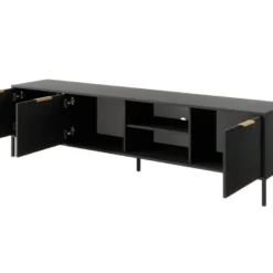 Meuble TV Avec 3 Portes Et 2 Niches - Anthracite Et Doré - PAVELI 13 Meuble TV Avec 3 Portes Et 2 Niches - Anthracite Et Doré - PAVELI -Pas Cher Mobiliora Magasin meuble tv 13388161