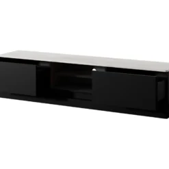 Meuble TV 2 Tiroirs Et 2 Niches Avec LEDs - MDF - Noir Et Effet Marbre Blanc - DEVIKA De Pascal MORABITO -Pas Cher Mobiliora Magasin meuble tv 13514073