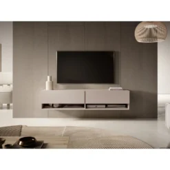 Meuble Tv 140 Cm - Couleur Gris-beige - MIRRGO