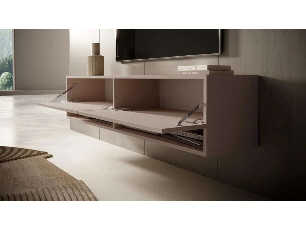 Meuble Tv 140 Cm - Couleur Gris-beige - MIRRGO 5 Meuble Tv 140 Cm - Couleur Gris-beige - MIRRGO – Image 3