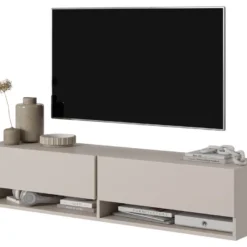 Meuble Tv 140 Cm - Couleur Gris-beige - MIRRGO 13 Meuble Tv 140 Cm - Couleur Gris-beige - MIRRGO -Pas Cher Mobiliora Magasin meuble tv 13542891