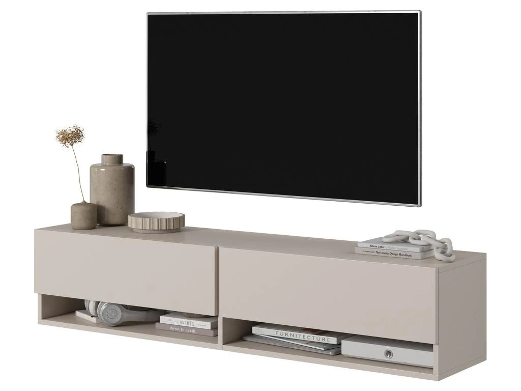 Meuble Tv 140 Cm - Couleur Gris-beige - MIRRGO 6 Meuble Tv 140 Cm - Couleur Gris-beige - MIRRGO – Image 4