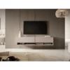 Meuble Tv 140 Cm - Couleur Gris-beige Avec Insert Doré - MIRRGO -Pas Cher Mobiliora Magasin meuble tv 13542901