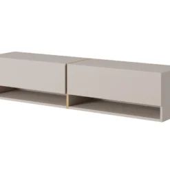 Meuble Tv 140 Cm - Couleur Gris-beige Avec Insert Doré - MIRRGO -Pas Cher Mobiliora Magasin meuble tv 13542909