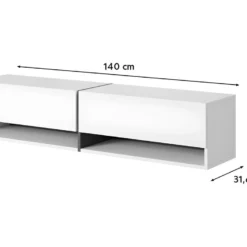 Meuble Tv 140 Cm - Couleur Gris-beige Avec Insert Doré - MIRRGO -Pas Cher Mobiliora Magasin meuble tv 13542915