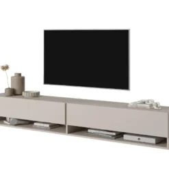 Meuble Tv 200 Cm - Couleur Gris-beige - MIRRGO -Pas Cher Mobiliora Magasin meuble tv 13542923