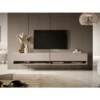 Meuble Tv 200 Cm - Couleur Gris-beige Avec Insert Doré - MIRRGO 2 Meuble Tv 200 Cm - Couleur Gris-beige Avec Insert Doré - MIRRGO -Pas Cher Mobiliora Magasin meuble tv 13542933