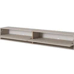 Meuble Tv 200 Cm - Couleur Gris-beige Avec Insert Doré - MIRRGO -Pas Cher Mobiliora Magasin meuble tv 13542945