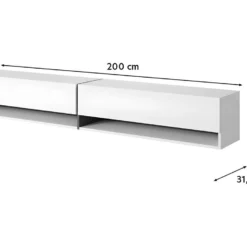 Meuble Tv 200 Cm - Couleur Gris-beige Avec Insert Doré - MIRRGO -Pas Cher Mobiliora Magasin meuble tv 13542947