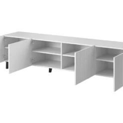 Meuble TV "Parfos" - 201 X 53 X 40 Cm - Blanc/Noir -Pas Cher Mobiliora Magasin meuble tv 13612683