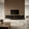 Meuble TV 200 Cm - Noir Avec Insert Doré - BISIRA -Pas Cher Mobiliora Magasin meuble tv 13669971