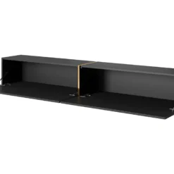 Meuble TV 200 Cm - Noir Avec Insert Doré - BISIRA 12 Meuble TV 200 Cm - Noir Avec Insert Doré - BISIRA -Pas Cher Mobiliora Magasin meuble tv 13669979