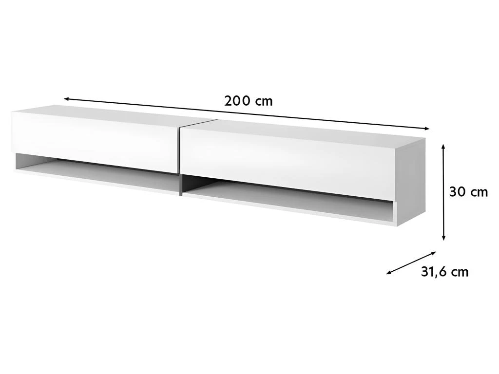 Meuble TV 200 Cm - Noir Avec Insert Doré - BISIRA 8 Meuble TV 200 Cm - Noir Avec Insert Doré - BISIRA – Image 6