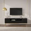 Meuble TV Avec 2 Portes, 2 Tiroirs Et 2 Niches En MDF Et Acier - Noir Et Doré - EVILANA 2 Meuble TV Avec 2 Portes, 2 Tiroirs Et 2 Niches En MDF Et Acier - Noir Et Doré - EVILANA -Pas Cher Mobiliora Magasin meuble tv 13670503