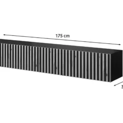 Meuble TV 175 Cm - En Chêne Artisan Avec Façade Fraisée Et Inserts Noirs - TELIRE -Pas Cher Mobiliora Magasin meuble tv 13837897