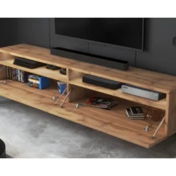 Meuble TV - 180 Cm - Chêne Wotan - Avec LED - REDNAW -Pas Cher Mobiliora Magasin meuble tv 14034097