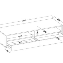 Meuble TV - 140 Cm - Chêne Wotan / Noir Brillant - REDNAW -Pas Cher Mobiliora Magasin meuble tv 14034327